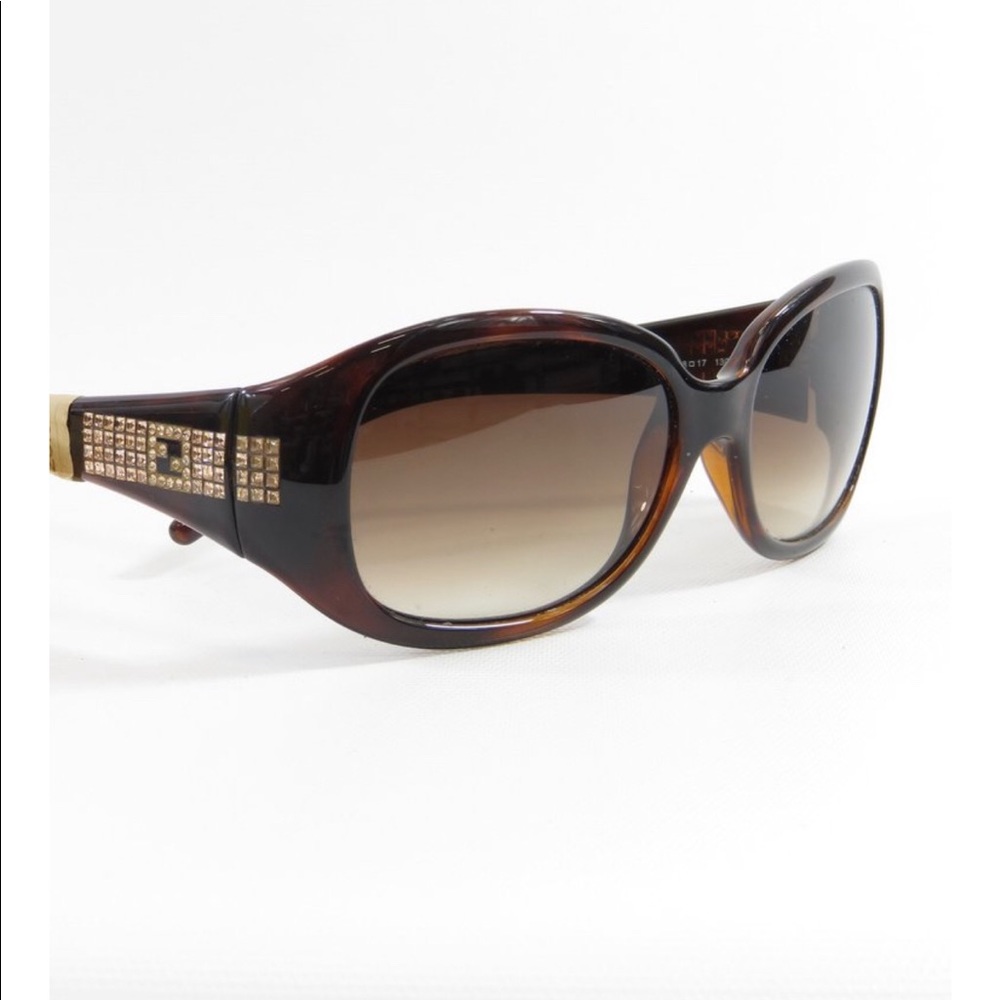 Brown Gold Fendi Iconic Crystal Logo sunglasses